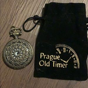 Rustic gold Clock pendant from Prague